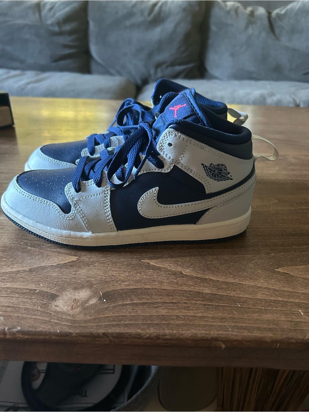 Nike Kids Navy and Light Gray High-Top Sneakers